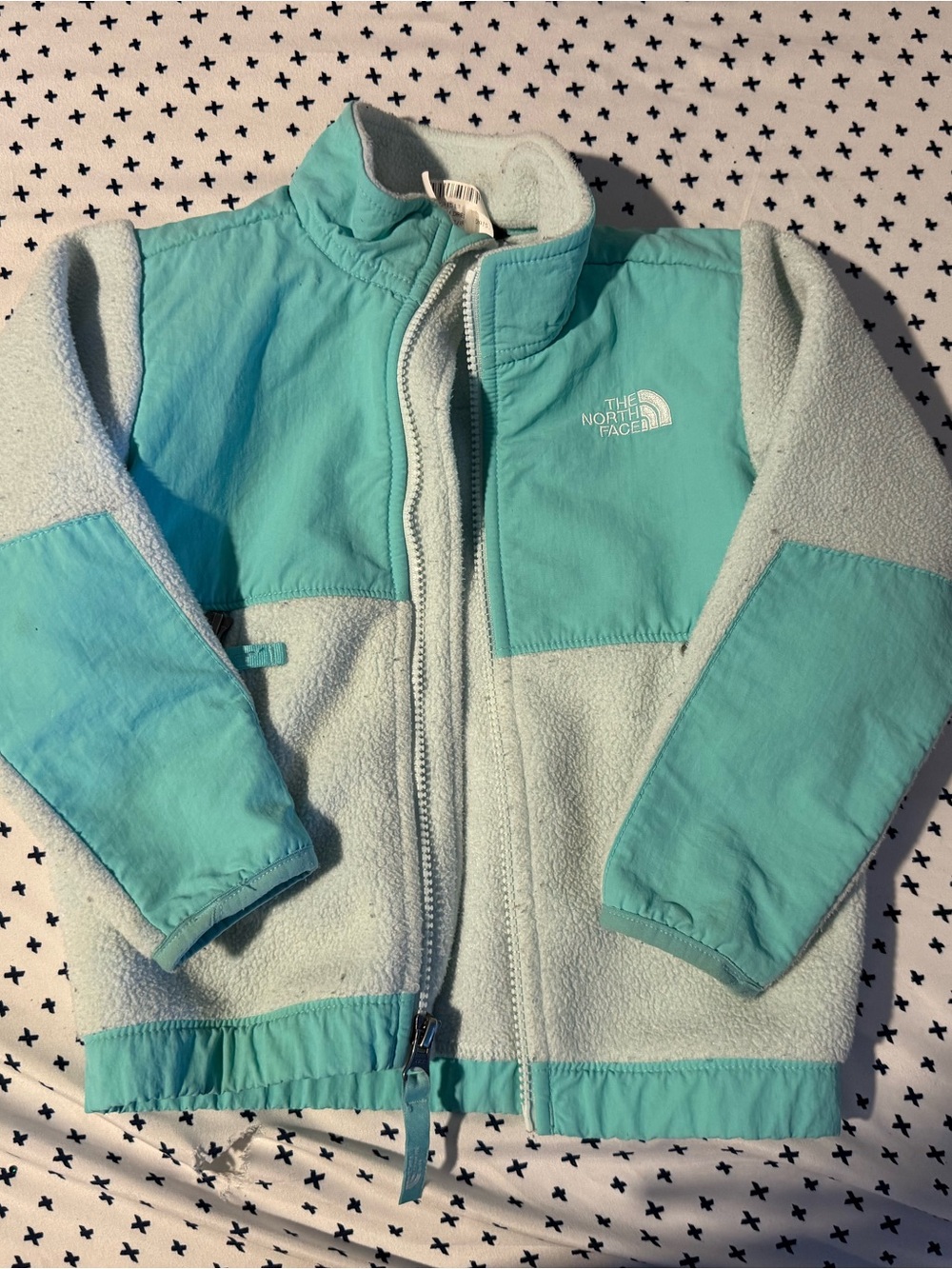 The North Face Kids Aqua and Mint Two-Tone Fleece Jacket